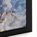 Elegant Abstract Art Designs – Muted Blue & Gold Canvas