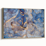 Elegant Abstract Art Designs – Muted Blue & Gold Canvas