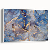 Elegant Abstract Art Designs – Muted Blue & Gold Canvas