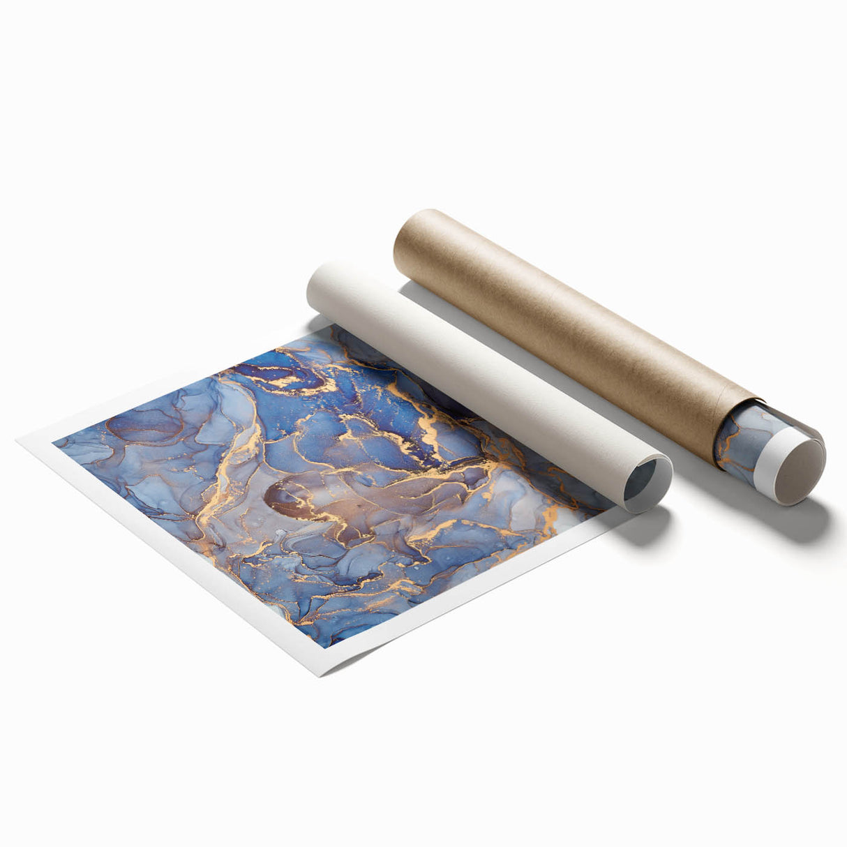 Elegant Abstract Art Designs – Muted Blue & Gold Canvas