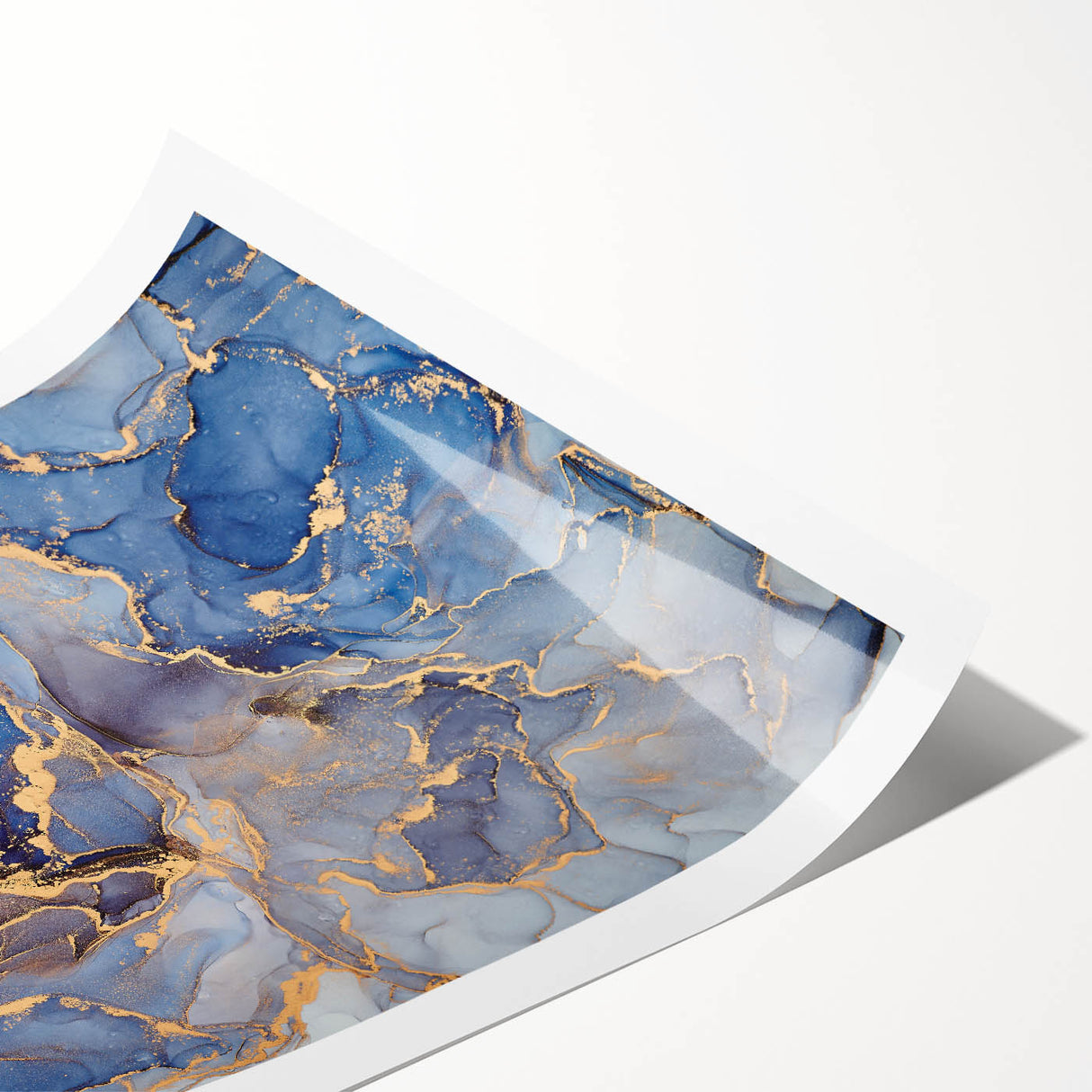Elegant Abstract Art Designs – Muted Blue & Gold Canvas