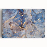 Elegant Abstract Art Designs – Muted Blue & Gold Canvas