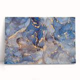Elegant Abstract Art Designs – Muted Blue & Gold Canvas
