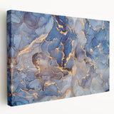 Elegant Abstract Art Designs – Muted Blue & Gold Canvas