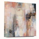 Earthen Harmony Abstracts - Soft Peach and Blue Abstract Art