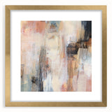 Earthen Harmony Abstracts - Soft Peach and Blue Abstract Art