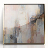 Earthen Harmony Abstracts - Soft Peach and Blue Abstract Art
