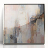 Earthen Harmony Abstracts - Soft Peach and Blue Abstract Art