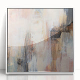 Earthen Harmony Abstracts - Soft Peach and Blue Abstract Art