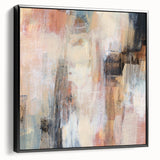 Earthen Harmony Abstracts - Soft Peach and Blue Abstract Art
