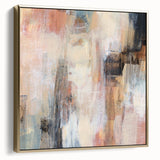 Earthen Harmony Abstracts - Soft Peach and Blue Abstract Art