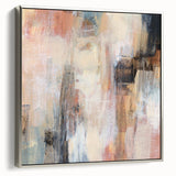 Earthen Harmony Abstracts - Soft Peach and Blue Abstract Art