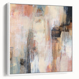 Earthen Harmony Abstracts - Soft Peach and Blue Abstract Art