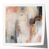 Earthen Harmony Abstracts - Soft Peach and Blue Abstract Art
