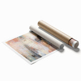 Earthen Harmony Abstracts - Soft Peach and Blue Abstract Art