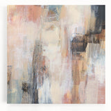 Earthen Harmony Abstracts - Soft Peach and Blue Abstract Art