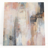 Earthen Harmony Abstracts - Soft Peach and Blue Abstract Art