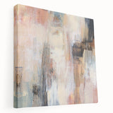 Earthen Harmony Abstracts - Soft Peach and Blue Abstract Art