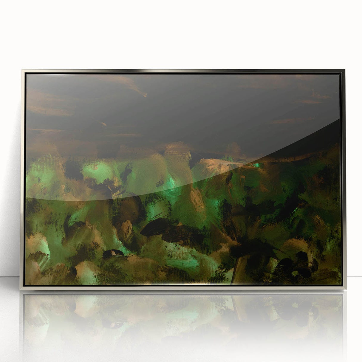 Moody Modern Wall Art – Large Abstract Painting in Green & Black