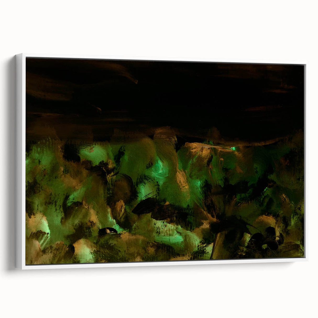 Moody Modern Wall Art – Large Abstract Painting in Green & Black