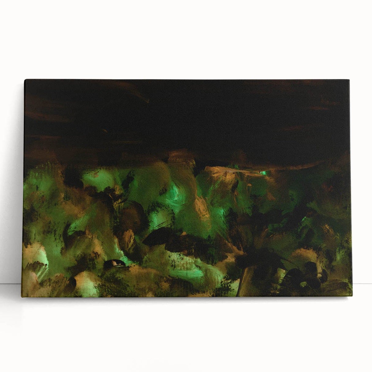 Moody Modern Wall Art – Large Abstract Painting in Green & Black