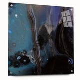 Fluid Acrylic Wall Decor – Deep Blue & Black Abstract Canvas