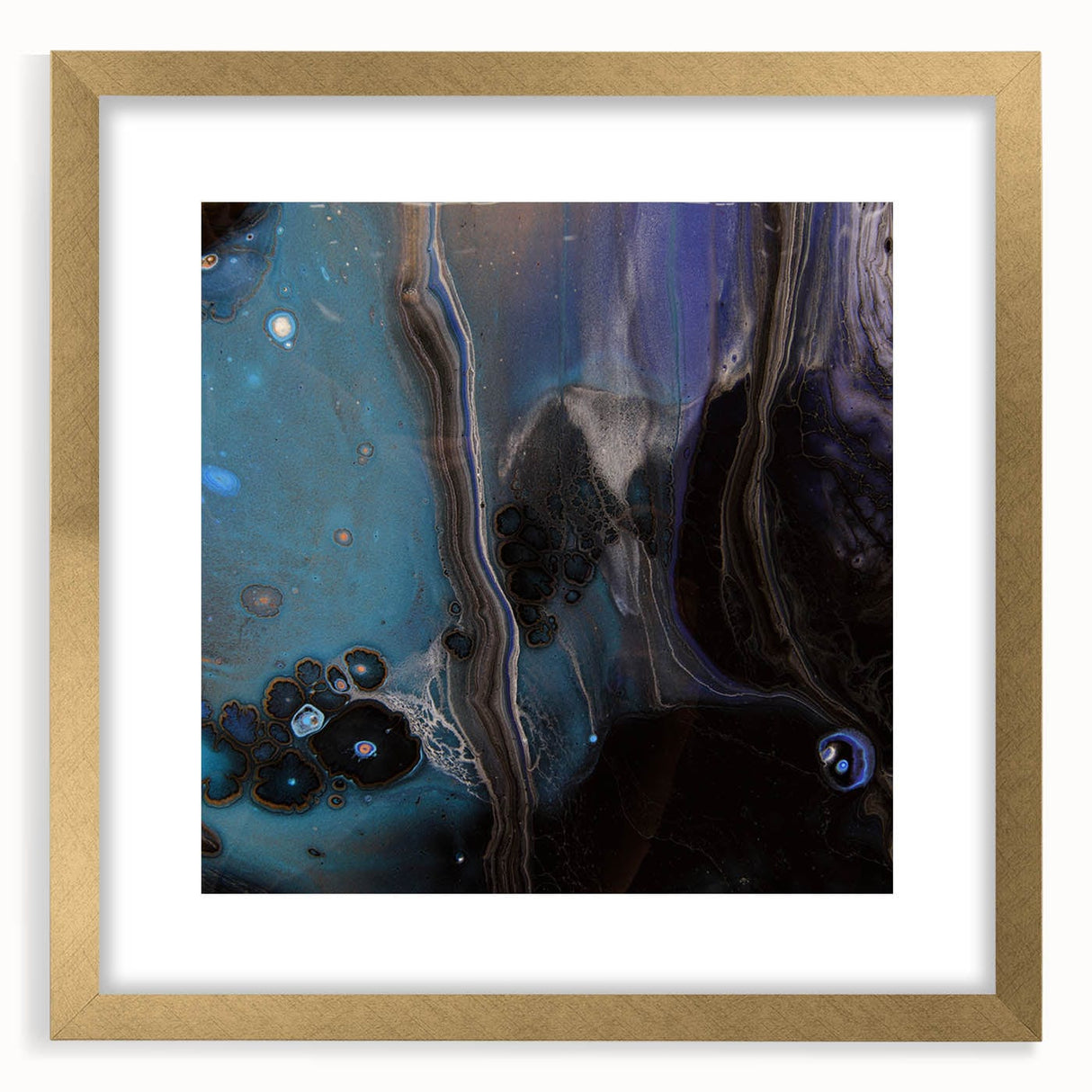Fluid Acrylic Wall Decor – Deep Blue & Black Abstract Canvas