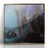 Fluid Acrylic Wall Decor – Deep Blue & Black Abstract Canvas