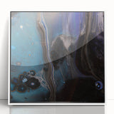 Fluid Acrylic Wall Decor – Deep Blue & Black Abstract Canvas