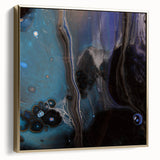 Fluid Acrylic Wall Decor – Deep Blue & Black Abstract Canvas