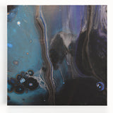 Fluid Acrylic Wall Decor – Deep Blue & Black Abstract Canvas