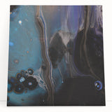 Fluid Acrylic Wall Decor – Deep Blue & Black Abstract Canvas
