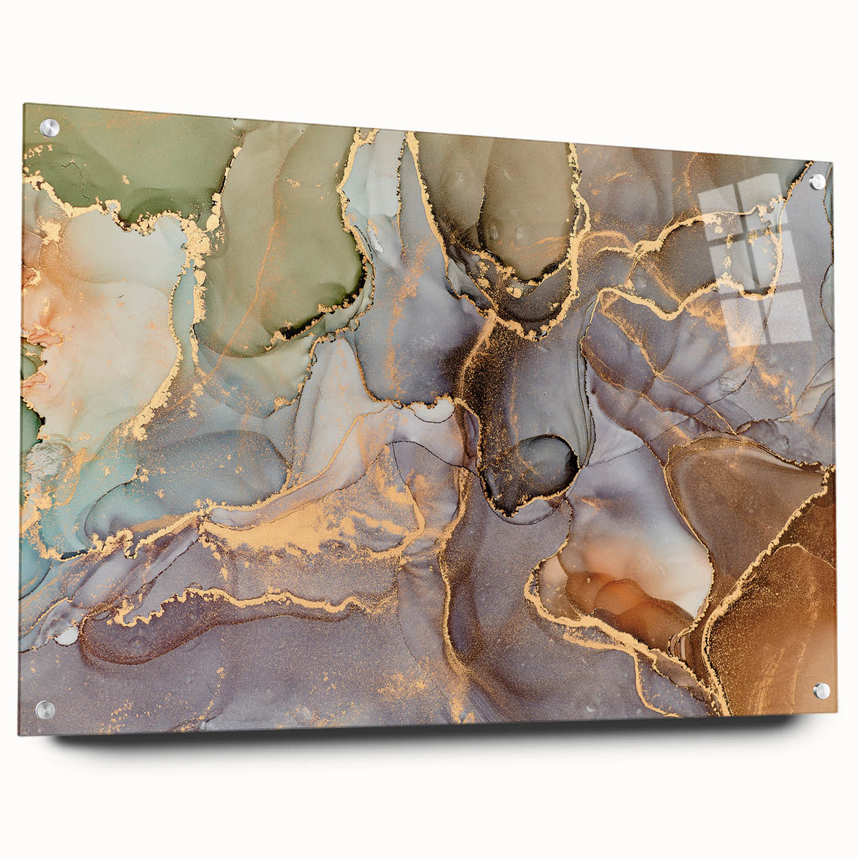 Contemporary Luxury Abstract Paintings – Green & Gold Canvas