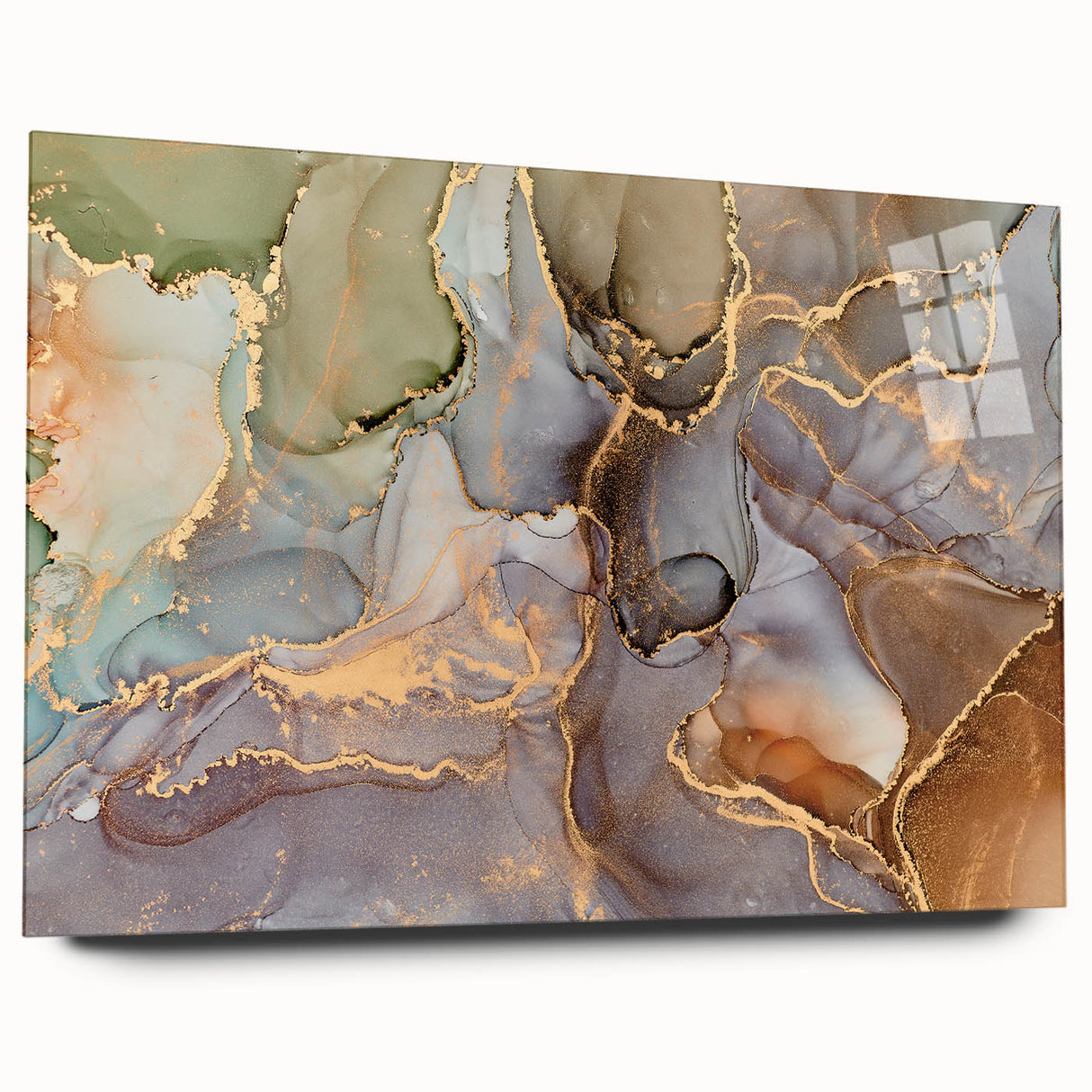 Contemporary Luxury Abstract Paintings – Green & Gold Canvas