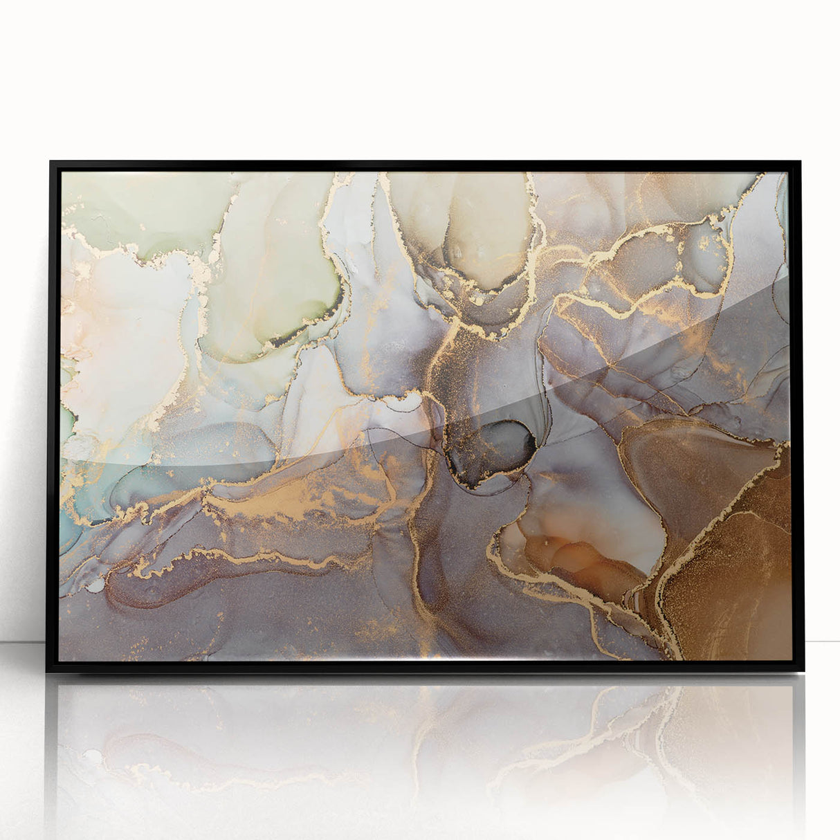 Contemporary Luxury Abstract Paintings – Green & Gold Canvas