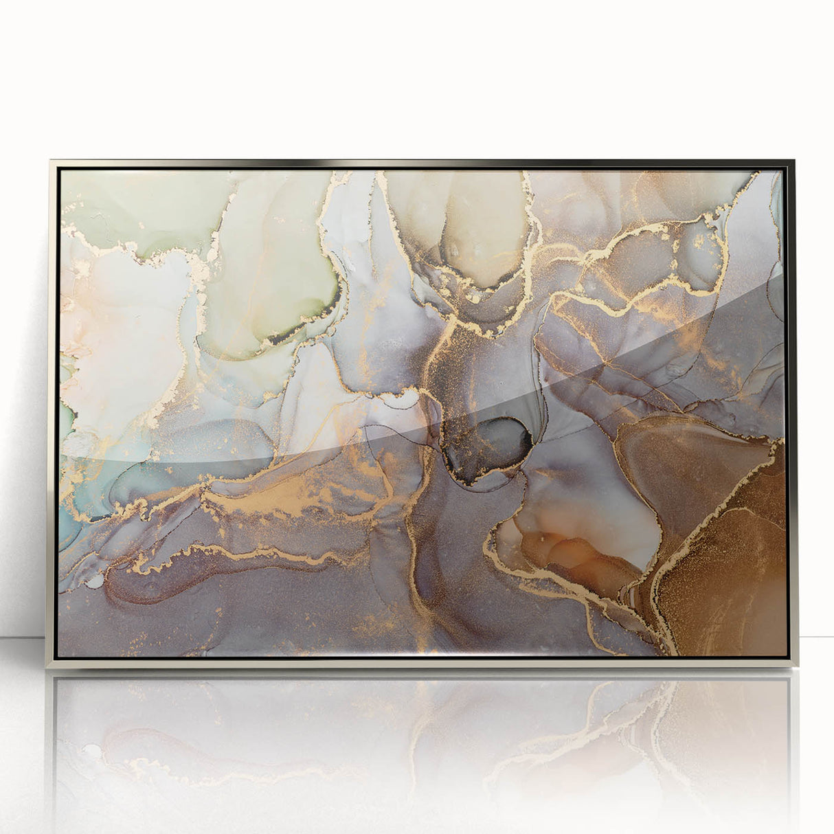 Contemporary Luxury Abstract Paintings – Green & Gold Canvas