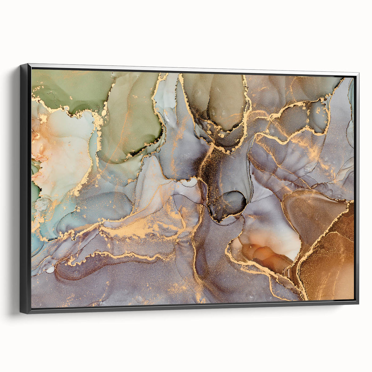 Contemporary Luxury Abstract Paintings – Green & Gold Canvas