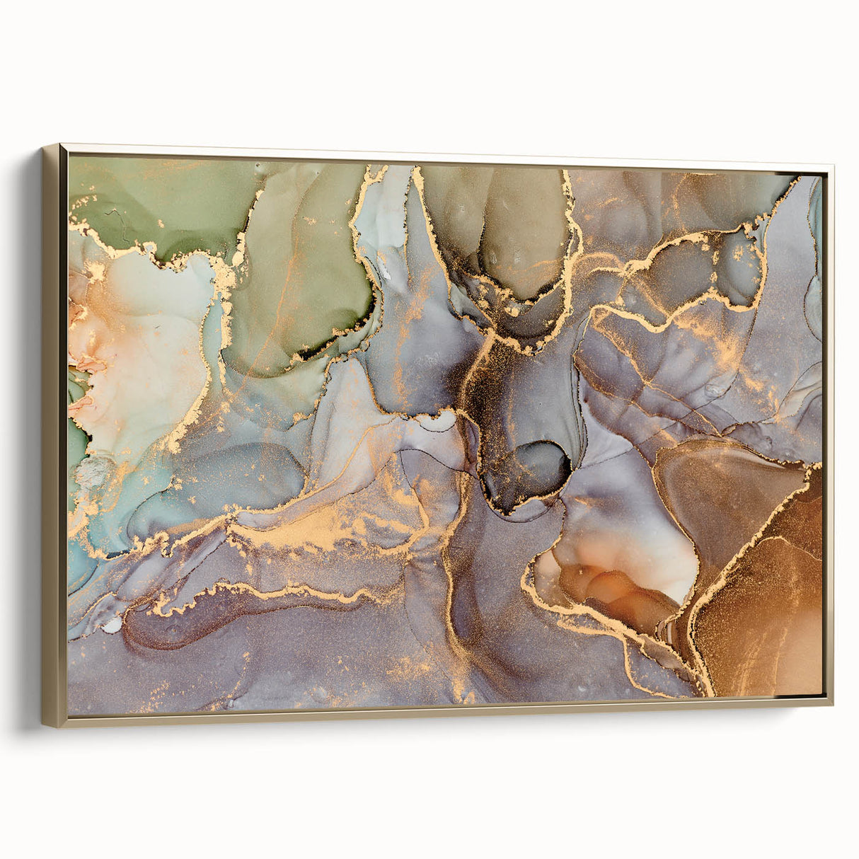 Contemporary Luxury Abstract Paintings – Green & Gold Canvas
