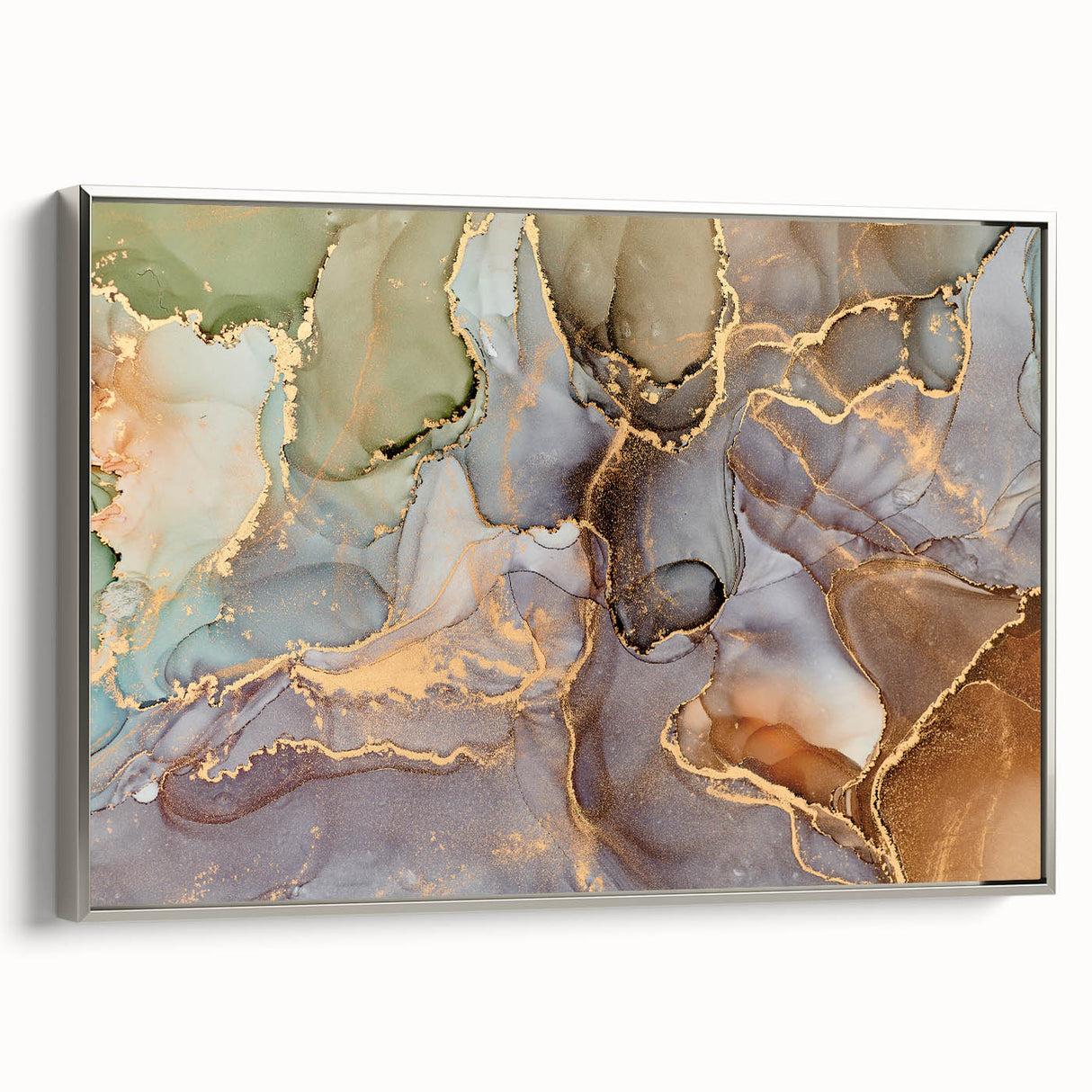 Contemporary Luxury Abstract Paintings – Green & Gold Canvas