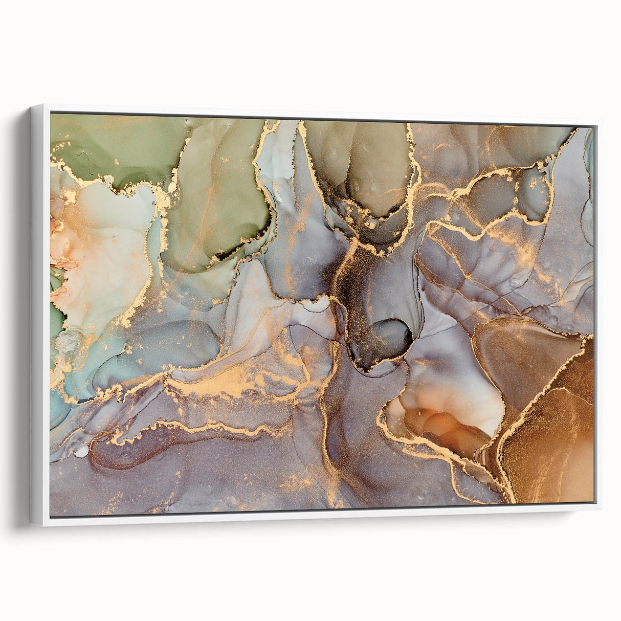 Contemporary Luxury Abstract Paintings – Green & Gold Canvas