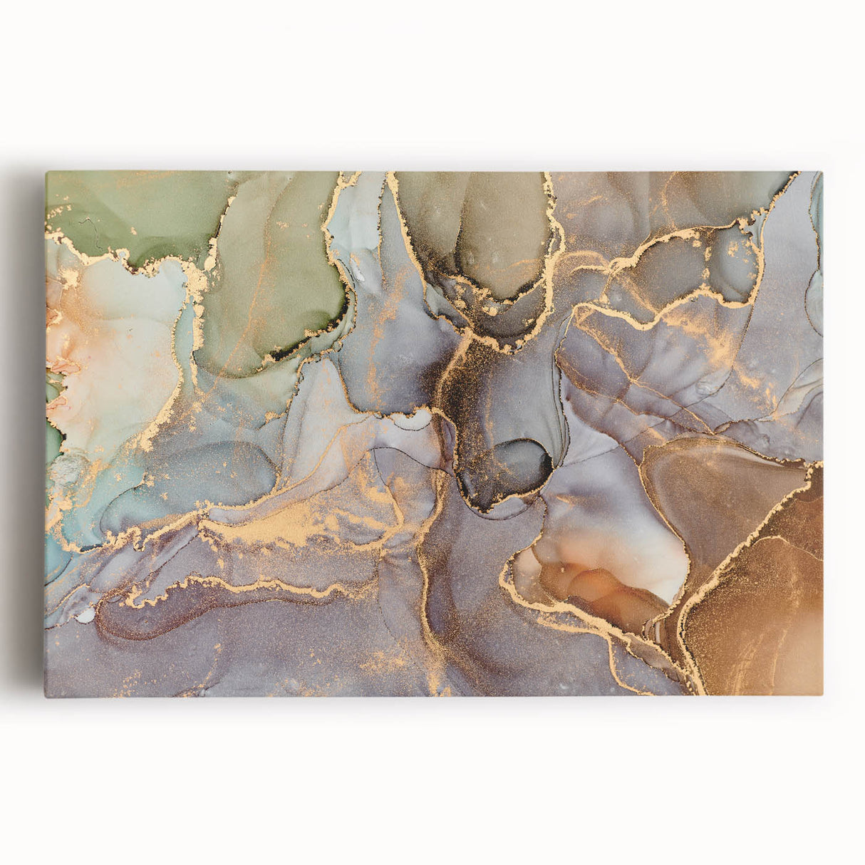 Contemporary Luxury Abstract Paintings – Green & Gold Canvas