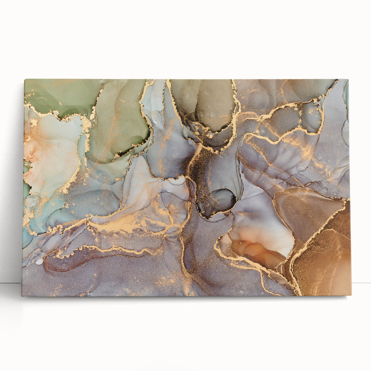 Contemporary Luxury Abstract Paintings – Green & Gold Canvas