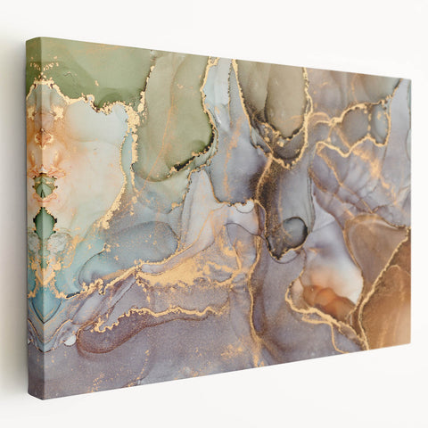 Contemporary Luxury Abstract Paintings – Green & Gold Canvas
