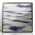 Minimalist Mountain Wall Art – Navy Blue Abstract Horizon Print