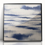 Minimalist Mountain Wall Art – Navy Blue Abstract Horizon Print