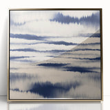 Minimalist Mountain Wall Art – Navy Blue Abstract Horizon Print