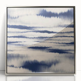 Minimalist Mountain Wall Art – Navy Blue Abstract Horizon Print