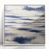 Minimalist Mountain Wall Art – Navy Blue Abstract Horizon Print