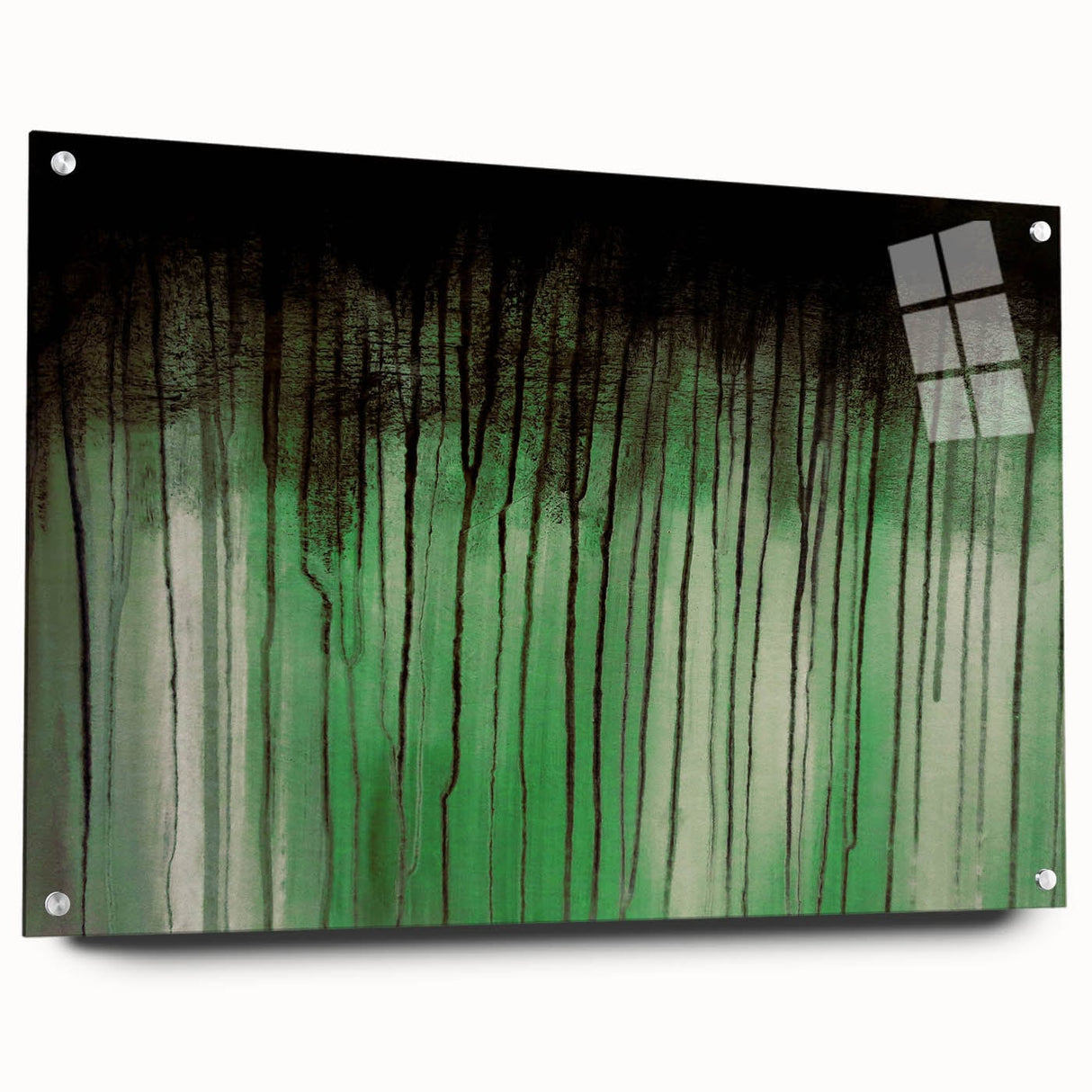 Large Abstract Wall Art – Moody Green & Black Drip Canvas Print