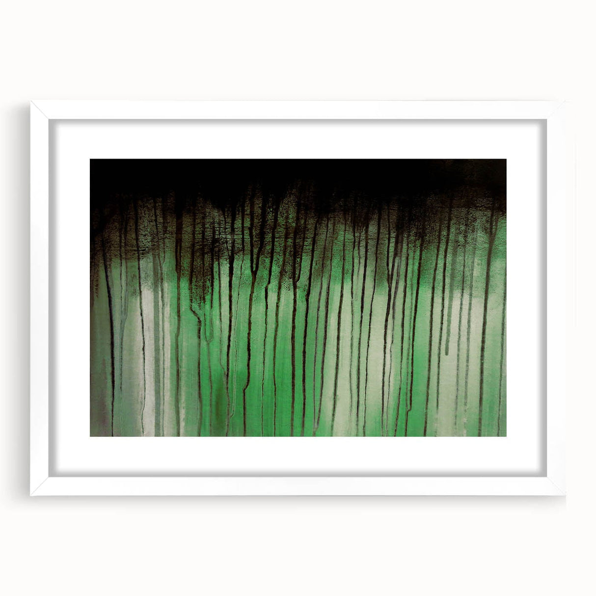 Large Abstract Wall Art – Moody Green & Black Drip Canvas Print